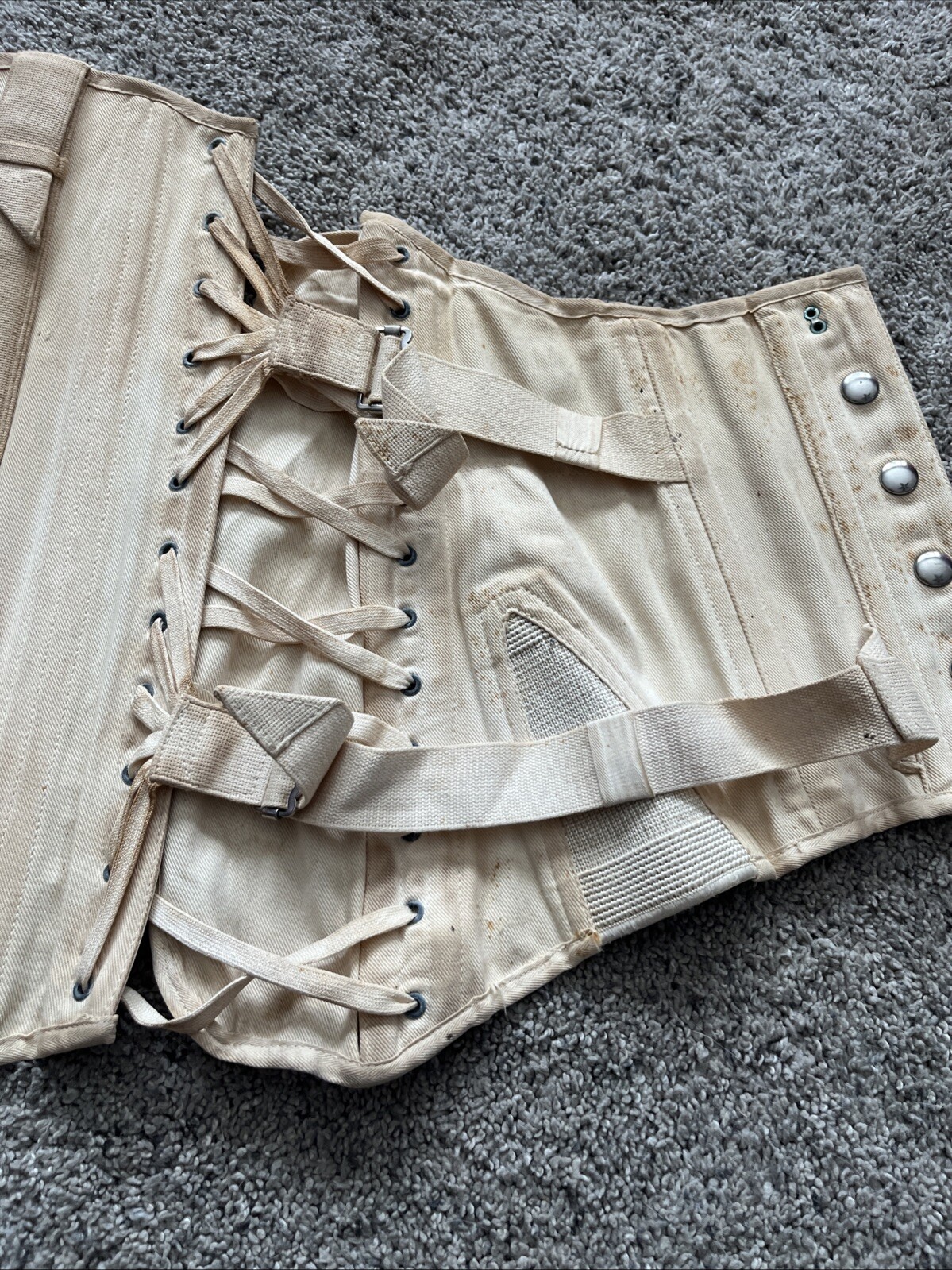 Vintage Antique Tru Fit Surg Appl Co. White Lace Up Corset Brace Collectible