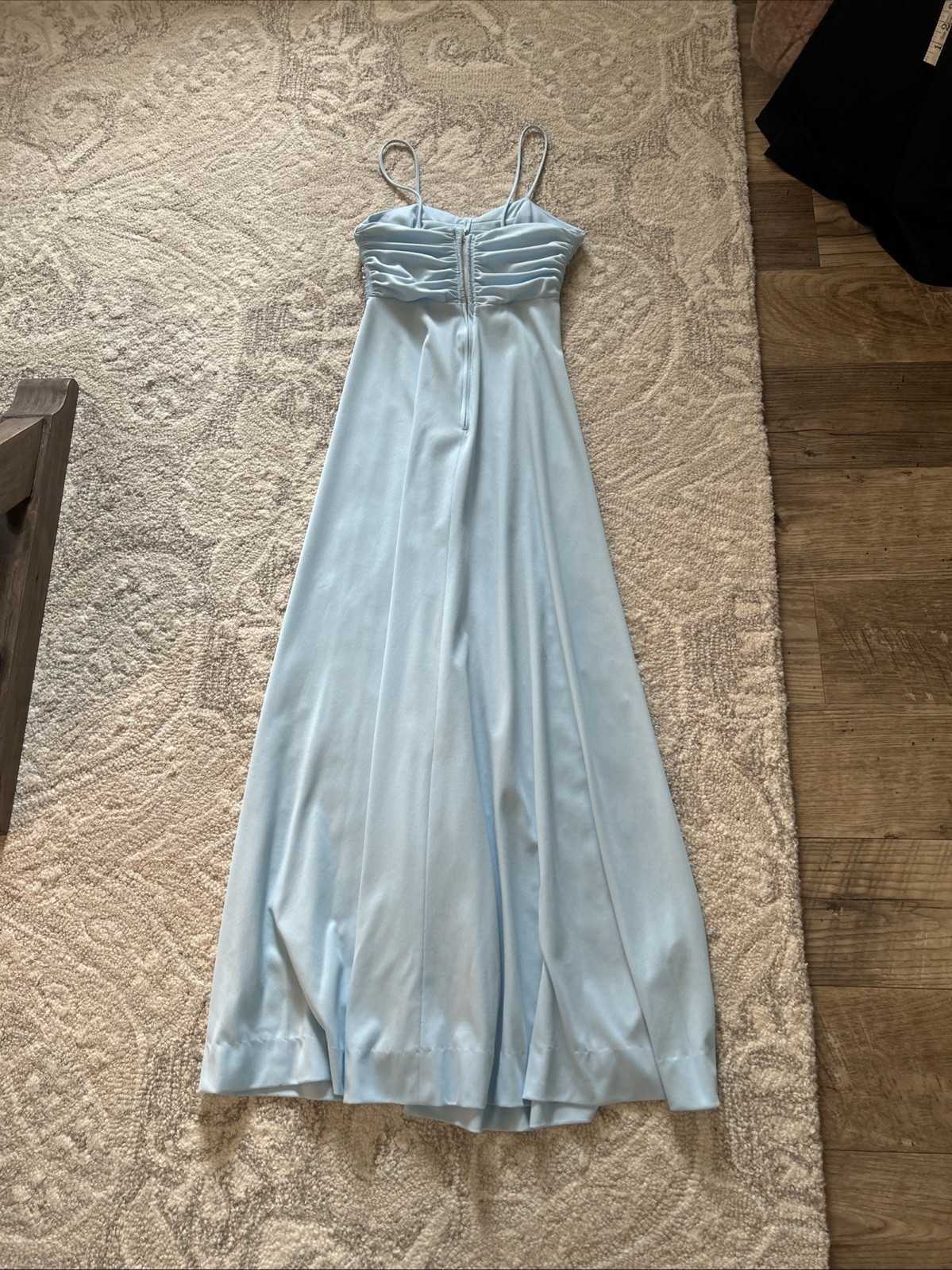 Vintage 1970’s Junior XS Blue Dress With Spaghetti Straps And Lace Jacket
