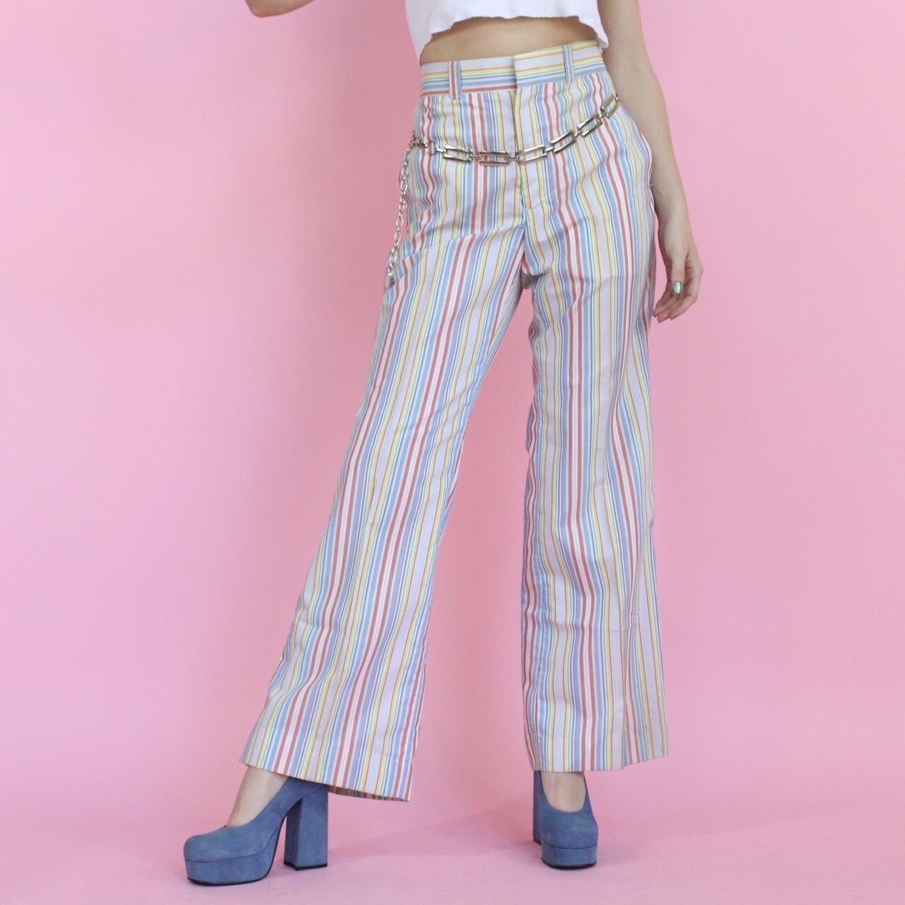 Vintage 70s Rainbow Stripe Bell Bottoms
