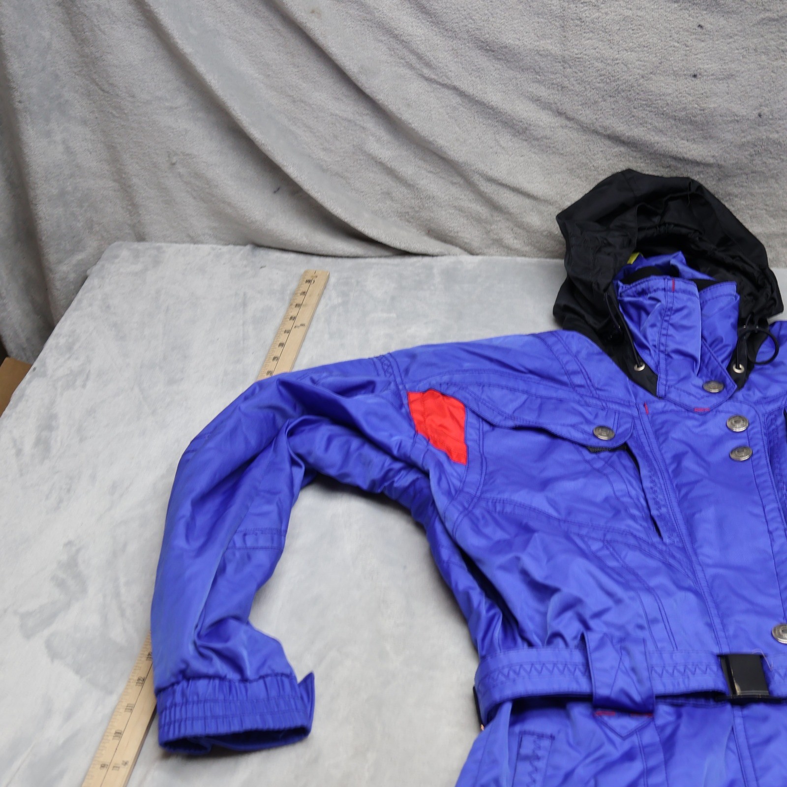 Obermeyer Snowsuit Women Large Blue Rain Wind Belted Retro Winter 80s VTG 34×35