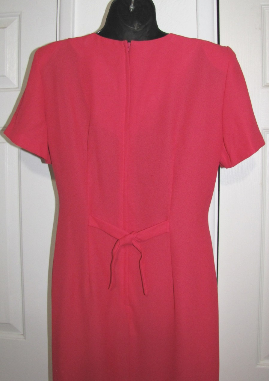 VTG 90s Dress Jaclyn Hart Rose-Pink Maxi Straight Short Sleeve Front-slit Wm. 10
