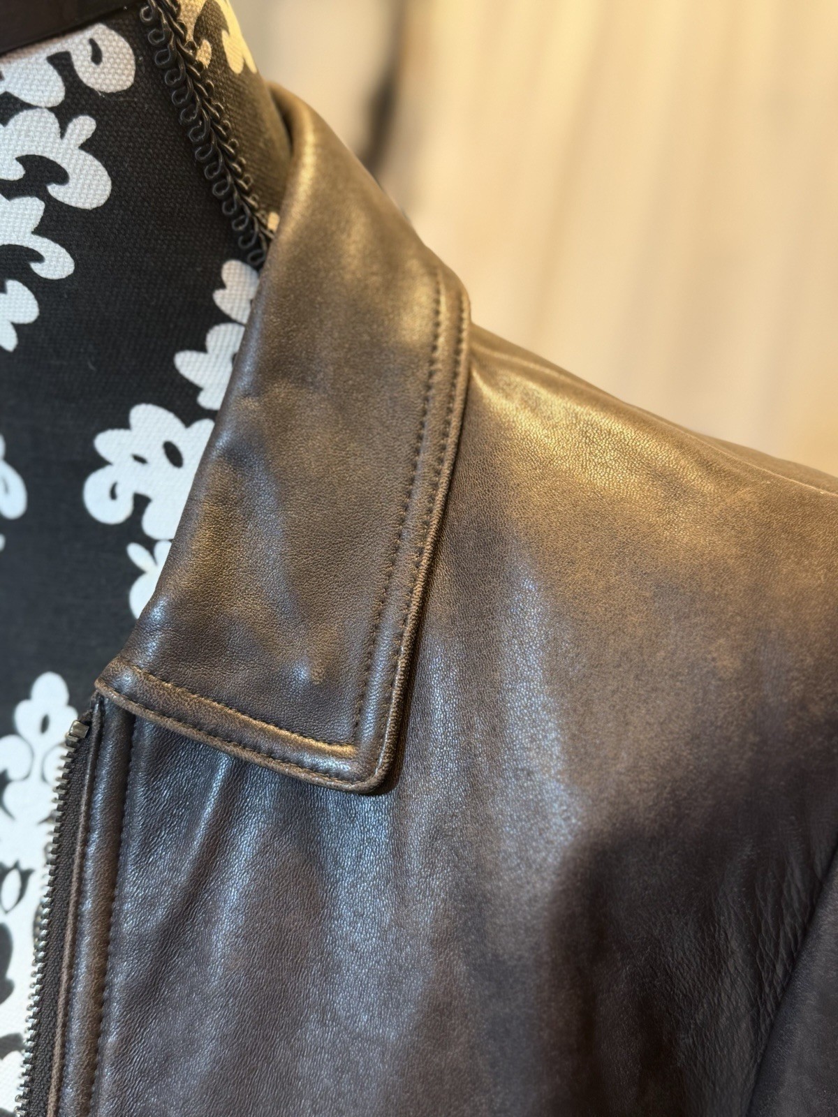 Vintage Lord & Taylor Brown Leather Jacket Size 4 90s Y2K Minimalist Indie Sleek