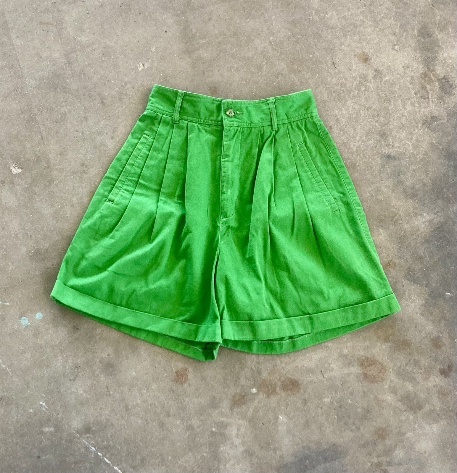 Vintage 80s Green Cotton High Waisted Shorts Tag Size 8 Spring St. Patrick’s Day