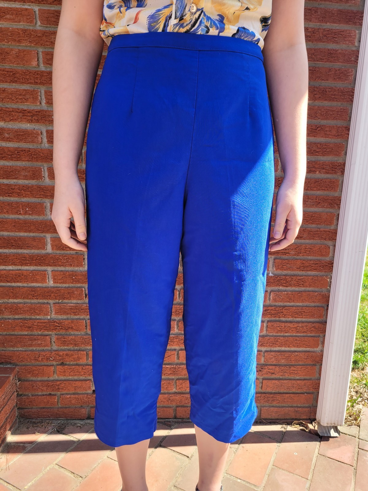 Vintage 80s 90s UNITS Modular Clothing Electric Blue Capri Pants Size Med/Large