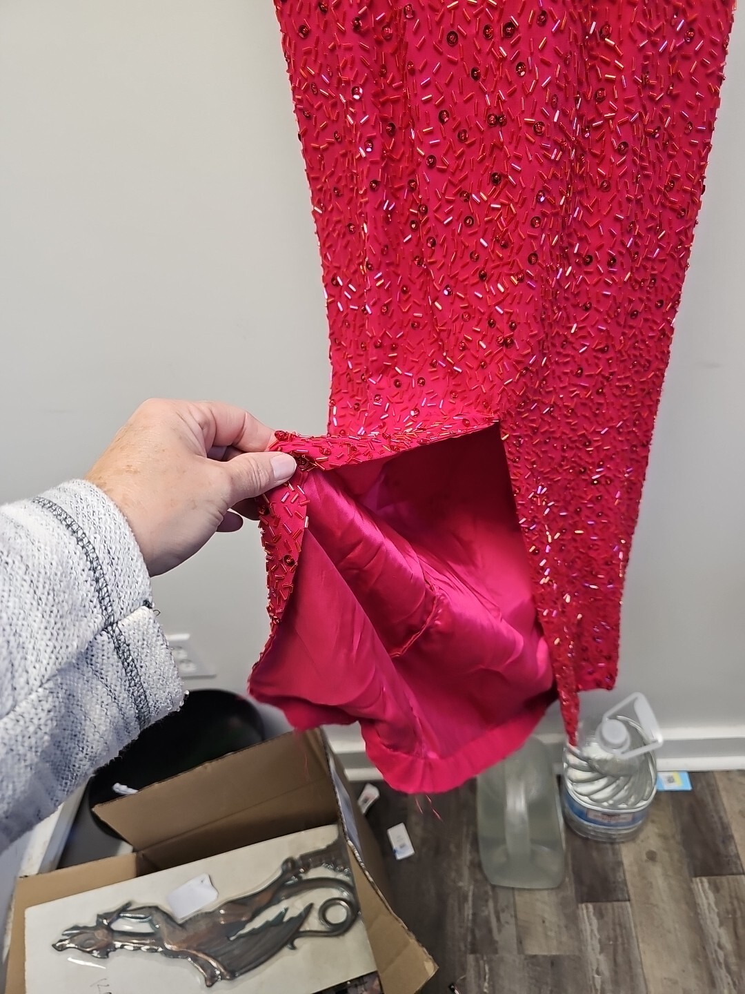 Alyce Designs Vintage 80s Pink Sequin Pageant Prom Party Formal Dress size 2 Zip