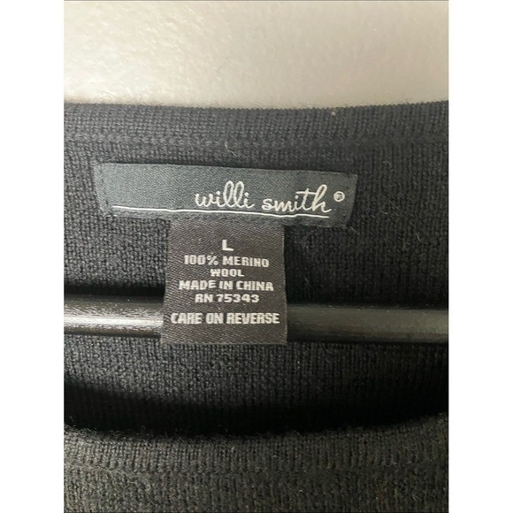 Willi Smith 100% Merino Wool Short Sleeve Black Sweater Women’s Size Large
