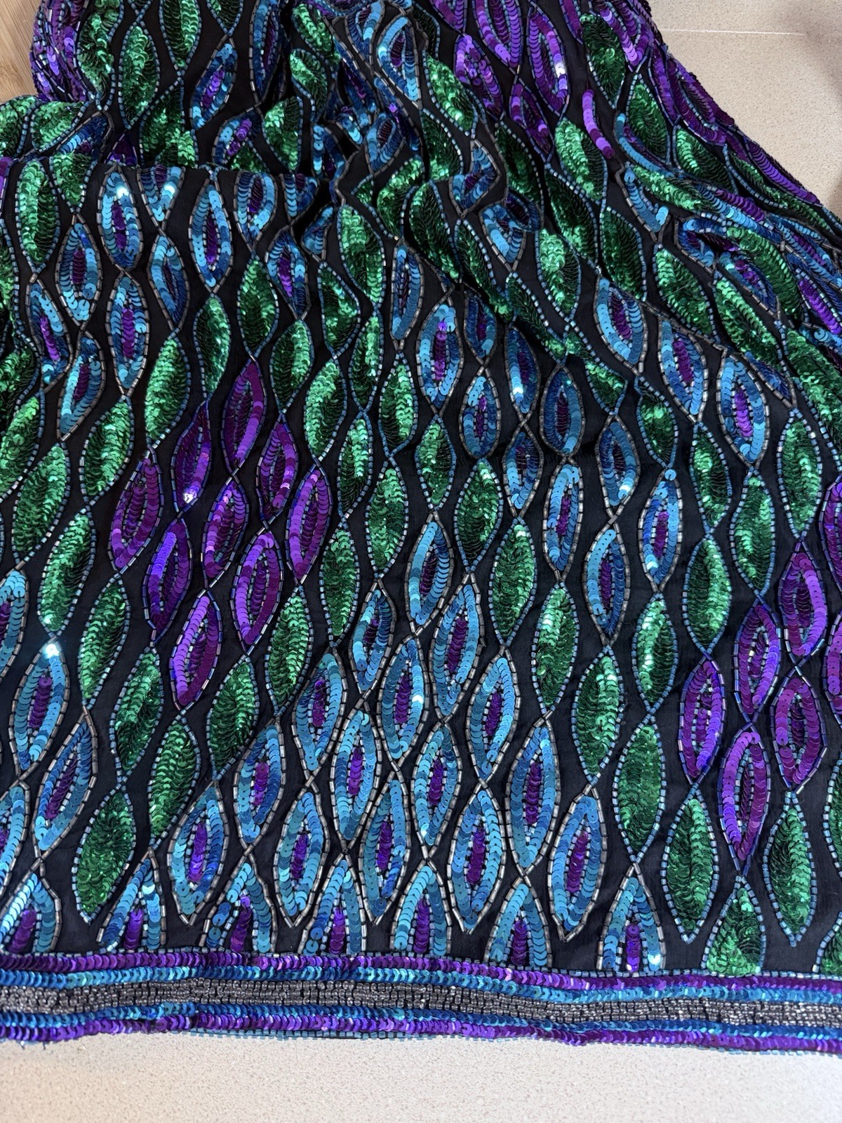 vtg 1980s Laurence Kazar New York sequin and beaded evening cardigan jacket Lg
