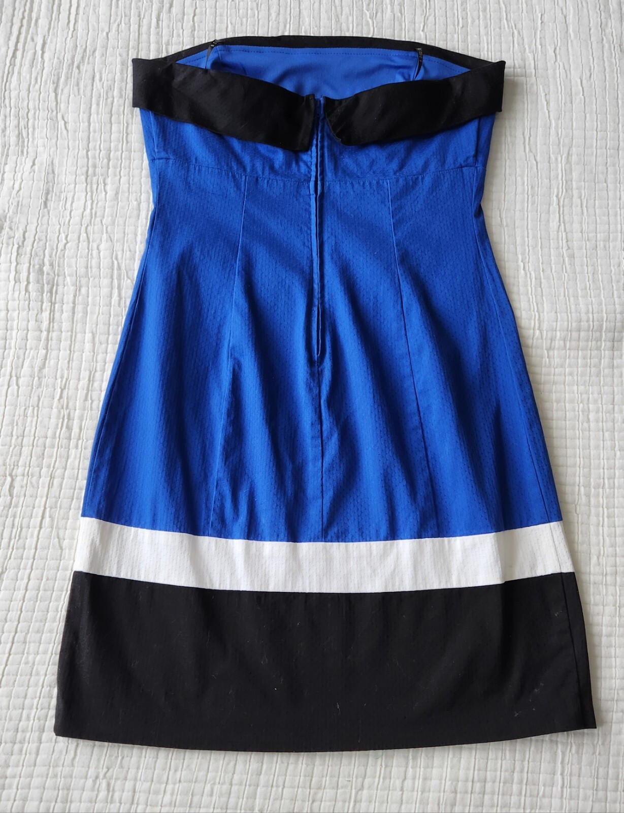 Vintage B. Darlin Strapless Colorblock Dress Size 9/10 Blue White Black