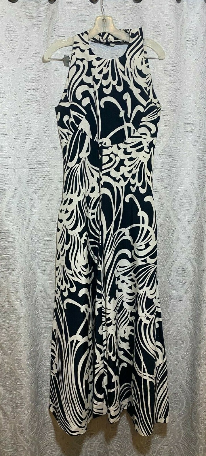 Vintage Geoffrey Beene Boutique Black White Halter Gown Dress – RARE!
