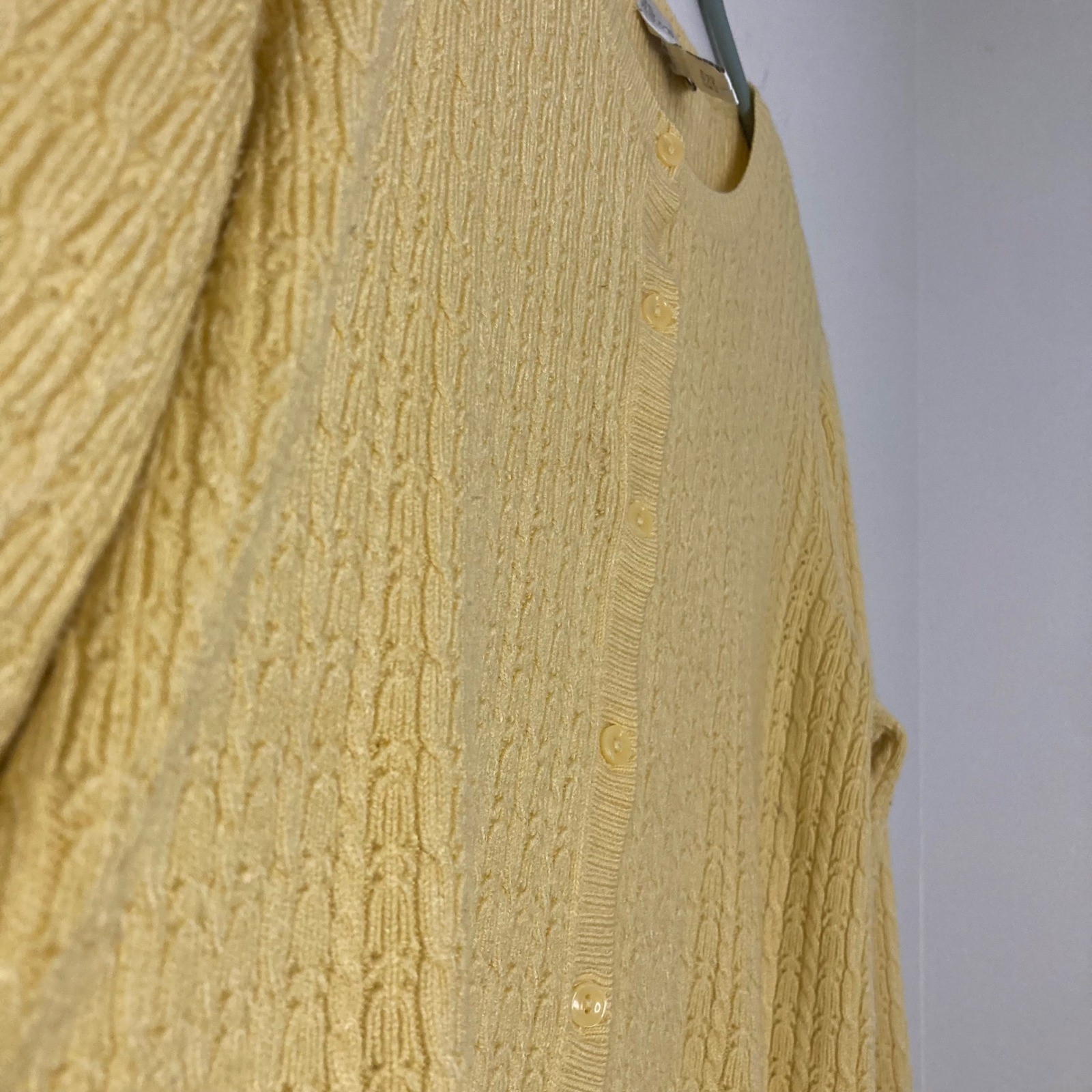 Vintage Petite Sophisticate Yellow Cable Knit Cardigan Sweater Coastal Large