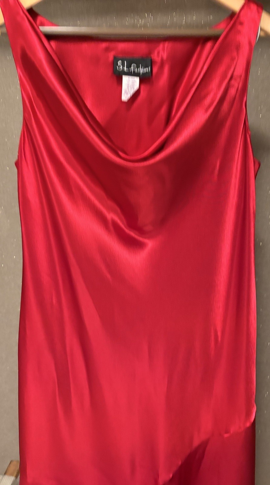 Vintage 90’s SL Fashions Red Liquid Satin Dress Slip Cocktail Gothic Evening 16