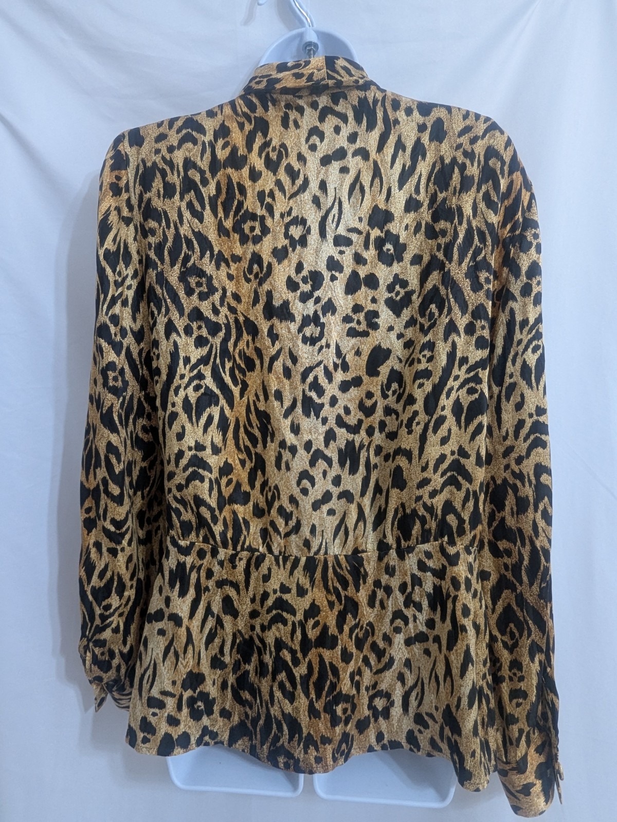 Francesca Of Damon Silk Blouse With Animal Print Women’s Size 12 Vintage
