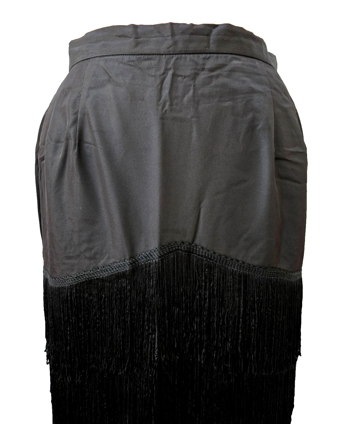 Vtg 80s Black Pencil Skirt Layered Fringe New Wave Retro Club Rockabilly Pinup 8
