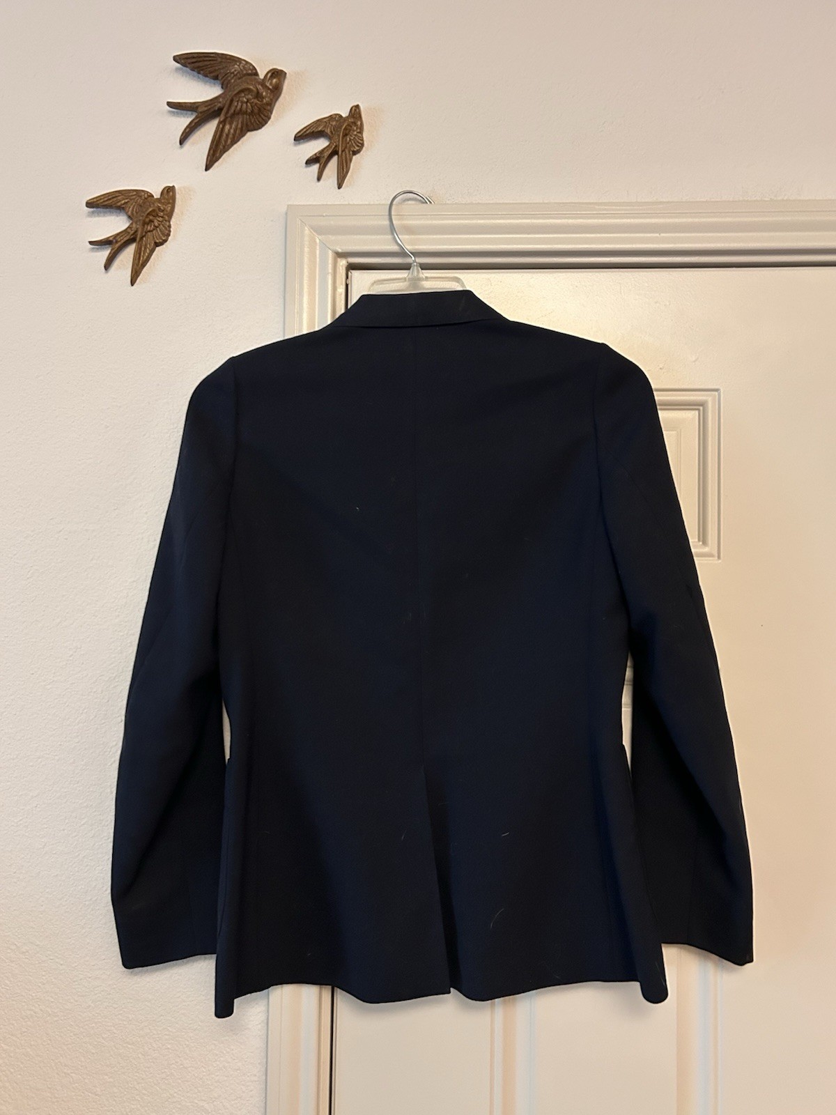 Vintage Stanley Blacker Wool Blend Womens Size 10 Dark Navy Blazer Brass Buttons
