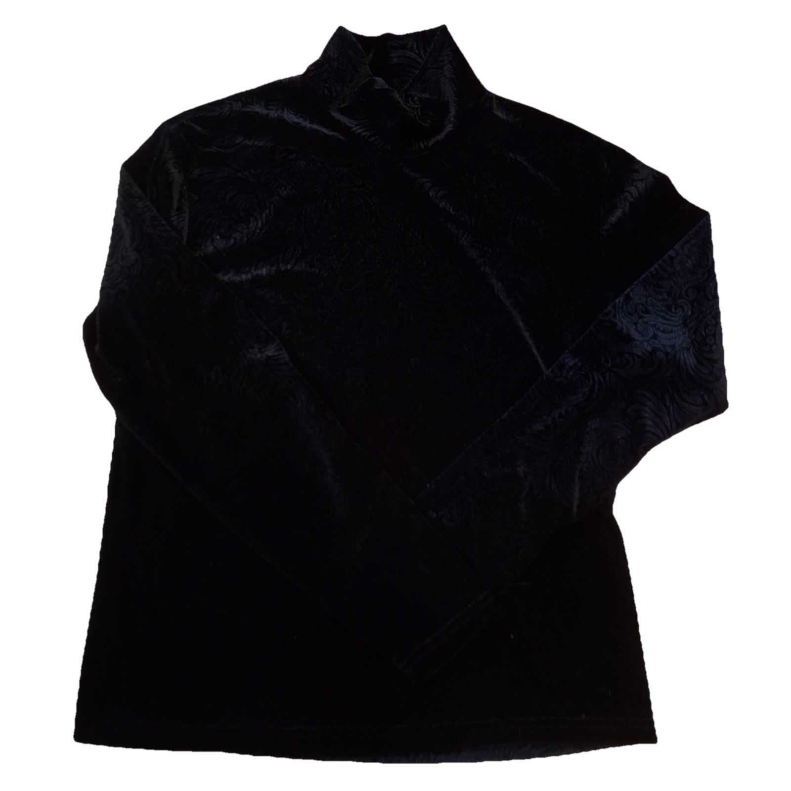 Vintage 1990s Pendleton black velvet pullover mock turtleneck large