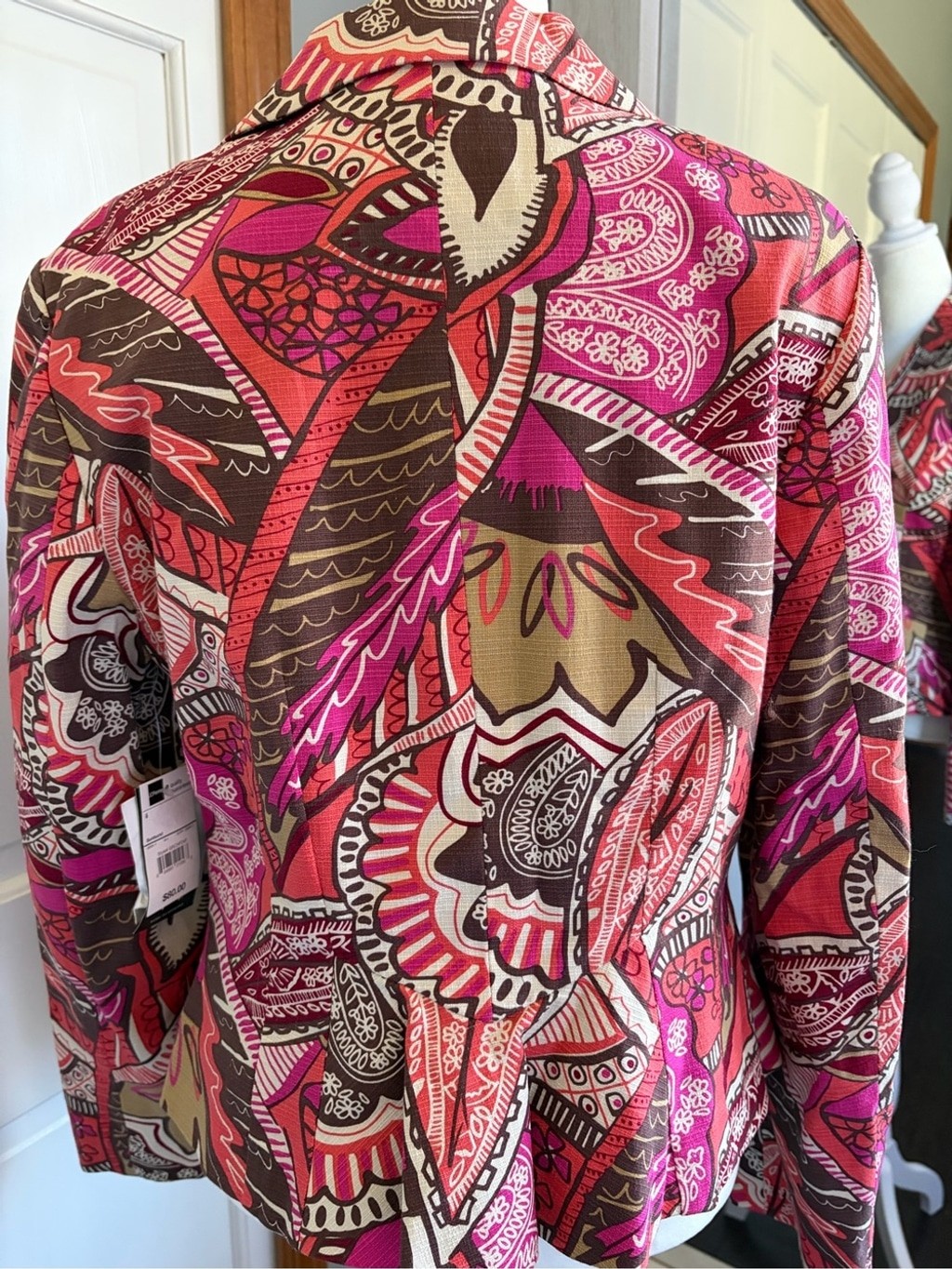 NWT Worthington Work to Weekend Vintage Sz 6 Sunburst Abstract Blazer Cotton Y2K