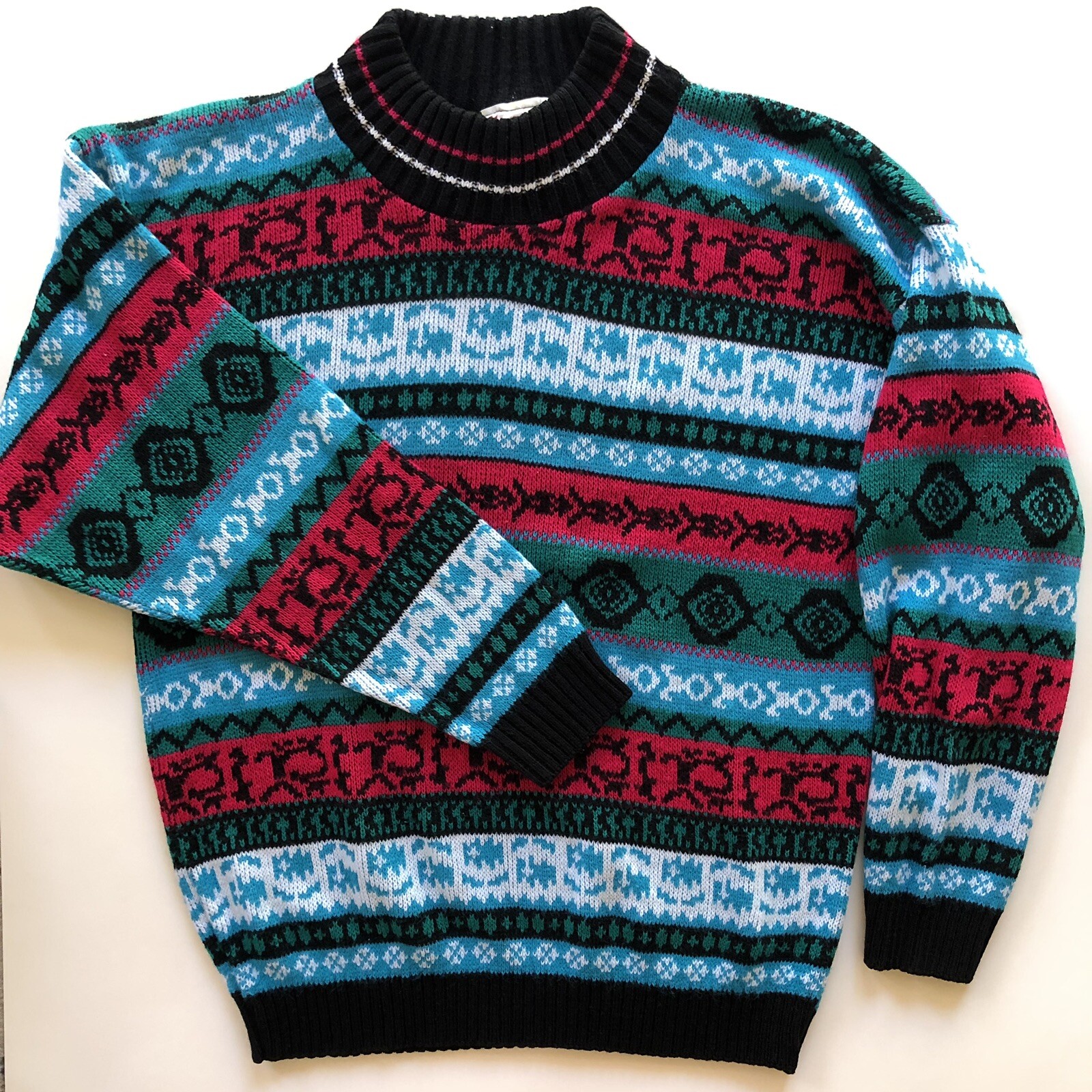 Glamour-Knit Vintage Sweater Knitwear Inc. Made In USA Sz Medium Multicolored LS