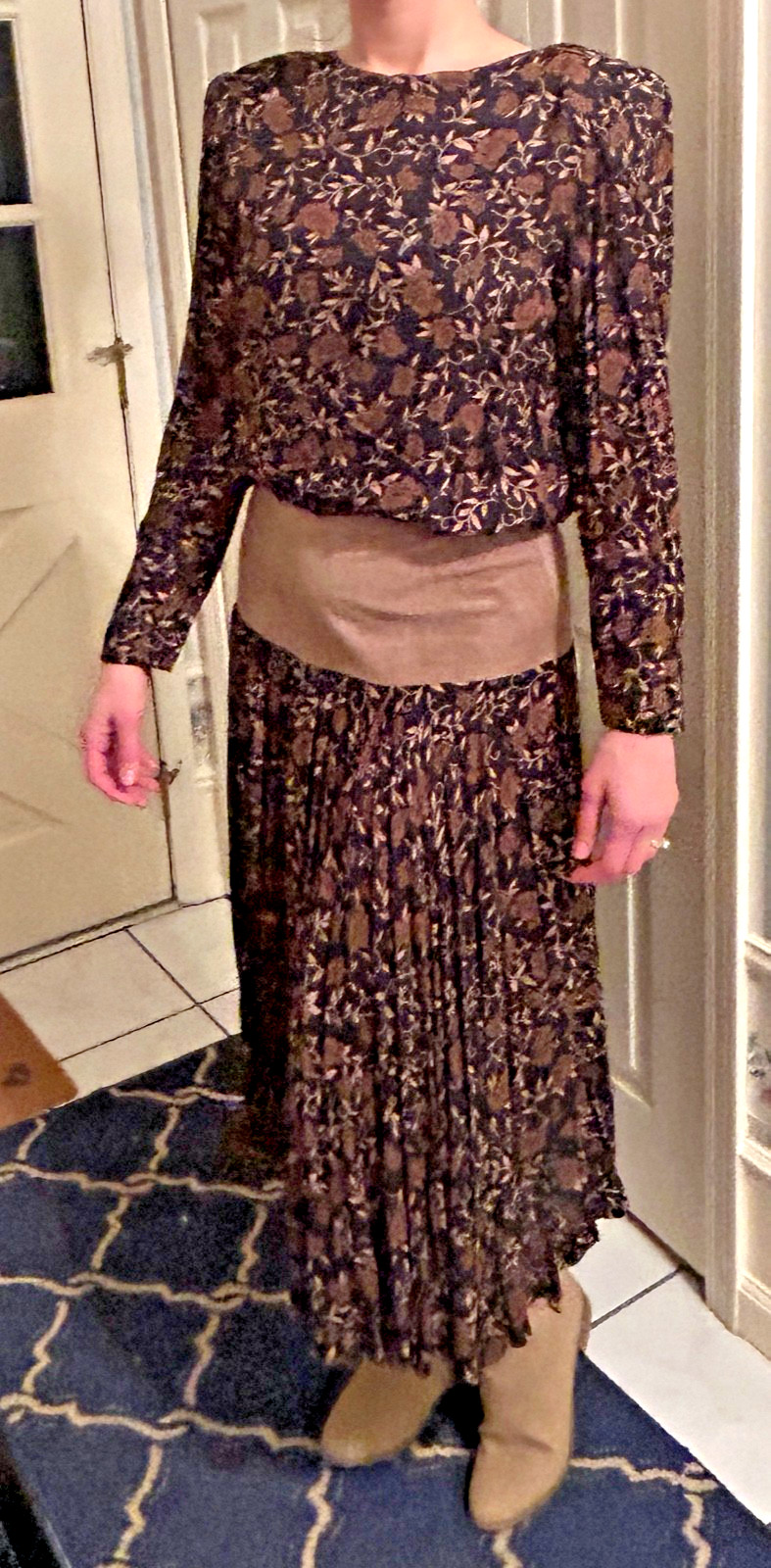 Vintage 80’s Dress „Ronnie Rosado” Genuine Suede Trim Size 10