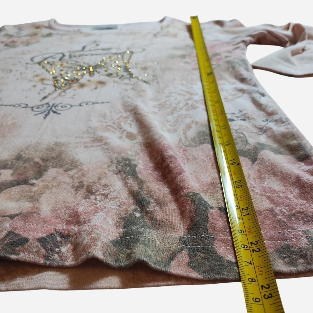 vintage y2k french art nouveau tee butterfly rhinestone rose aop whimsical sz s