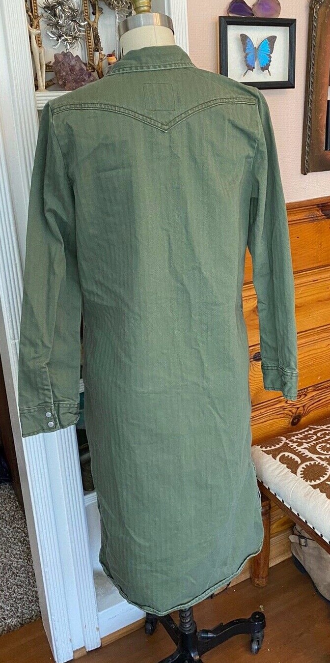 LEE Modern Vintage Western Midi Dress Sz S olive Coat Jacket Jeans