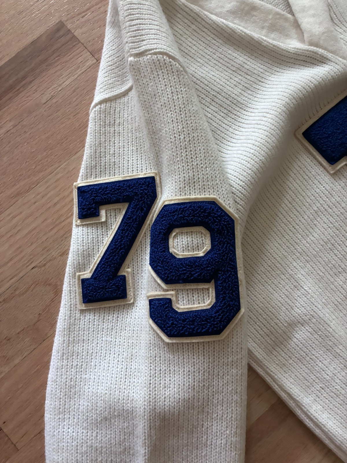 True VINTAGE 1970 Letter Sweater VARSITY White No Size Tag Franklin HS 1979