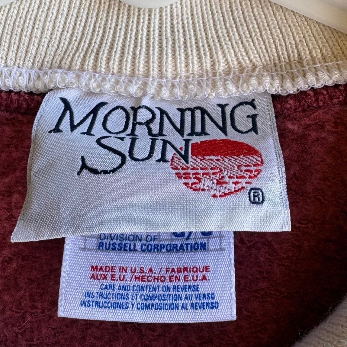Vintage Jerzees Floral Sweatshirt Burgundy Collar Large USA
