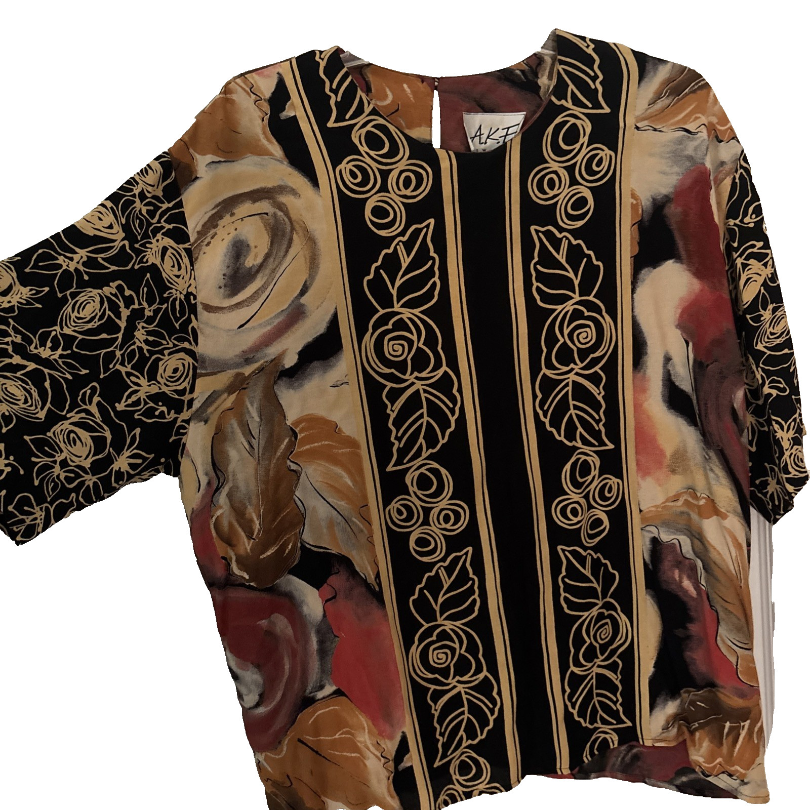 AKF Vintage Majestic Autumn 3-piece Open Jacket, Top & Maxi Skirt, Size Large