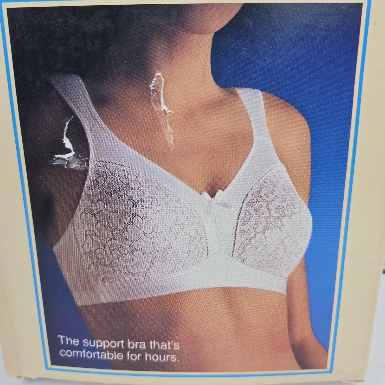 NOS Playtex 18 Hour Bra Satin Lace Soft Comfort Strap Wire Free 42C White #4125