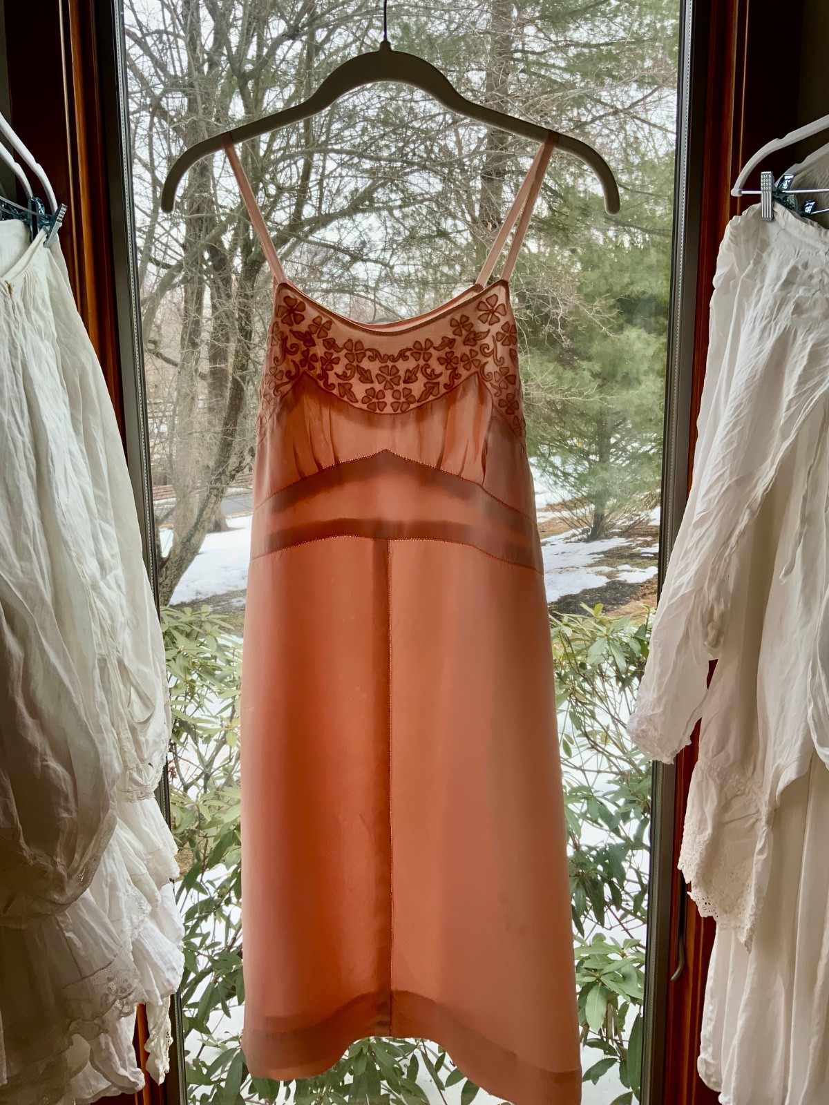 Vintage Peach Silk Satin Slip Dress – 1990s Lingerie Dress XS