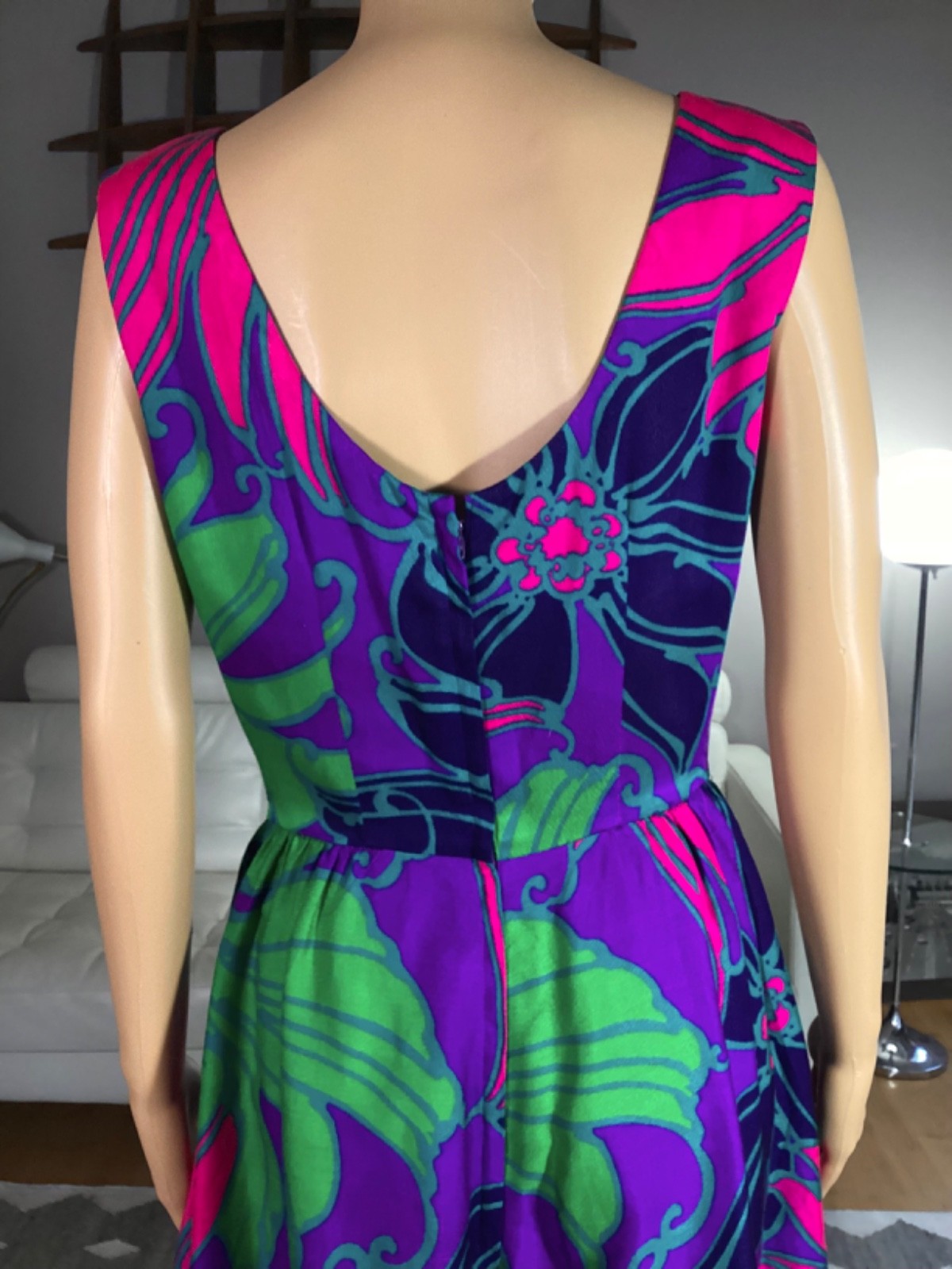 VTG 60’s Waltah Clarke’s Hawaiian Barkcloth Psychedelic Playsuit Romper Tiki 12