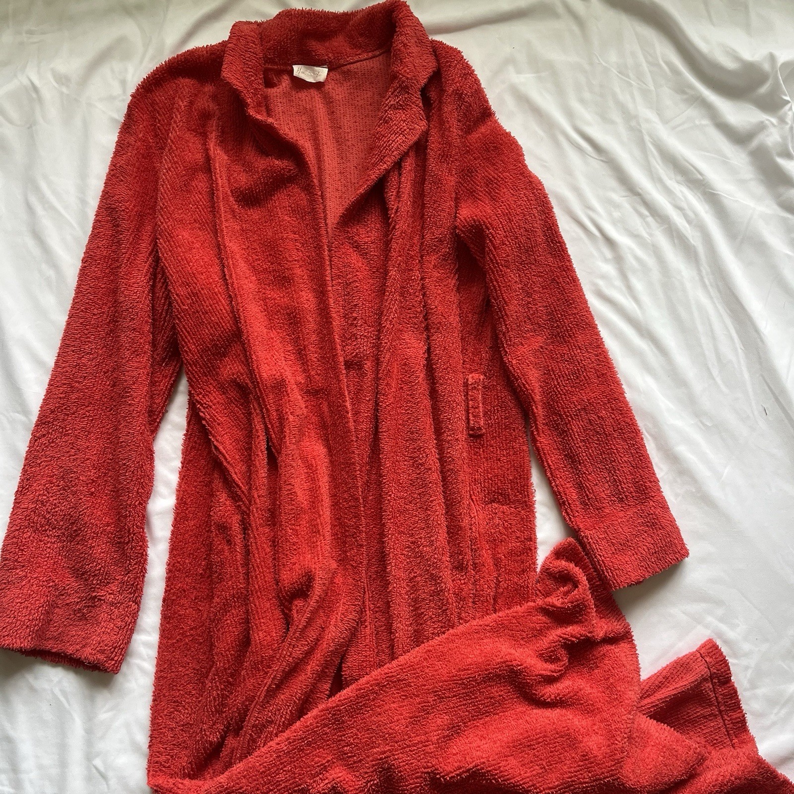 Vintage Stan Herman Herbcraft Chenille Bath Robe One Size Red Full Length