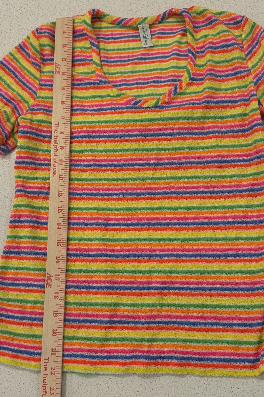 60s 70s Vintage Swim Suit Sears JR Bazaar Mod MCM Rainbow Stripe Terry Cloth 3pc