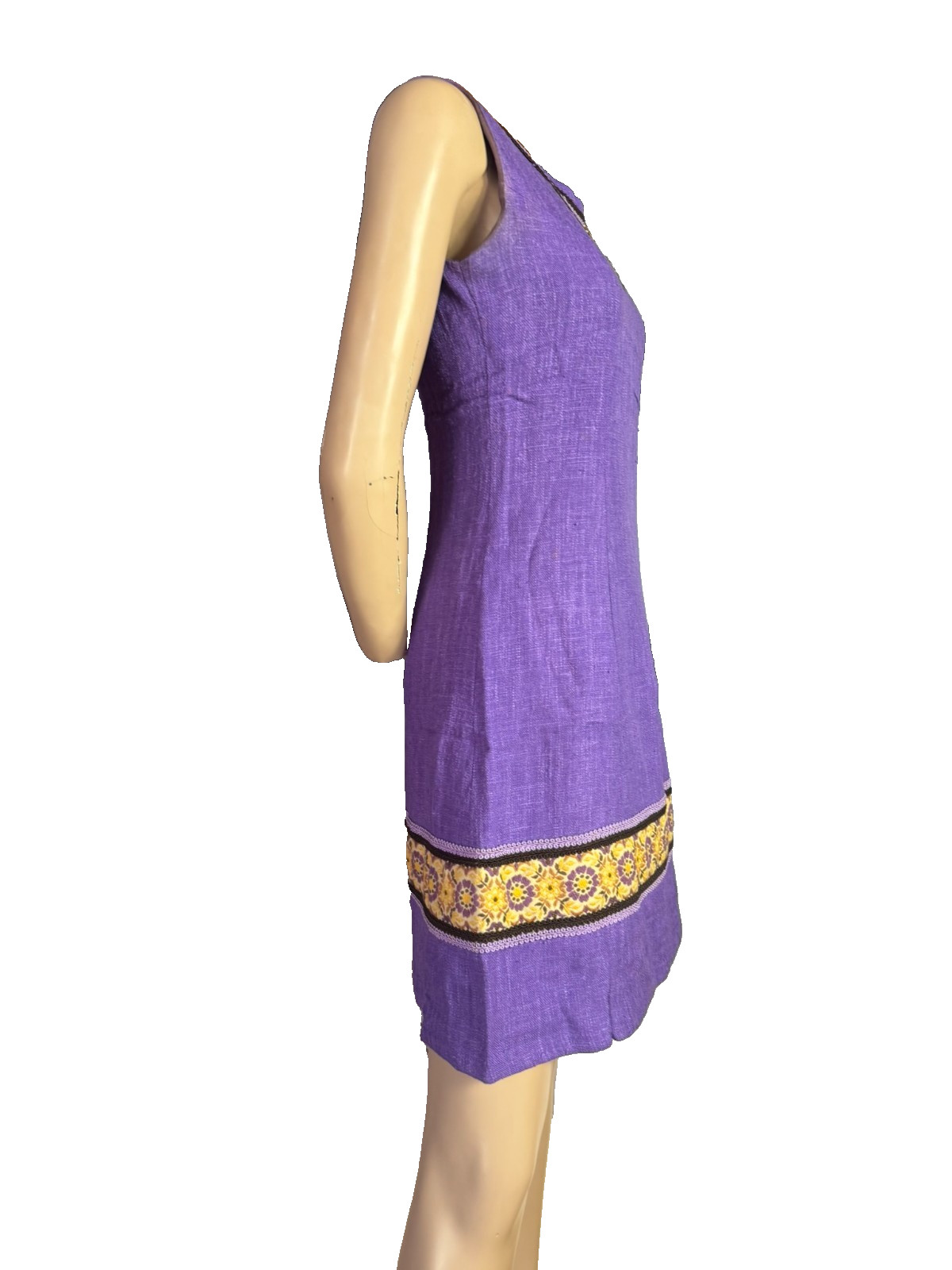 Vintage 60s 70s Perry Boutique Dress A Line Boho 36 38 Purple Reyon