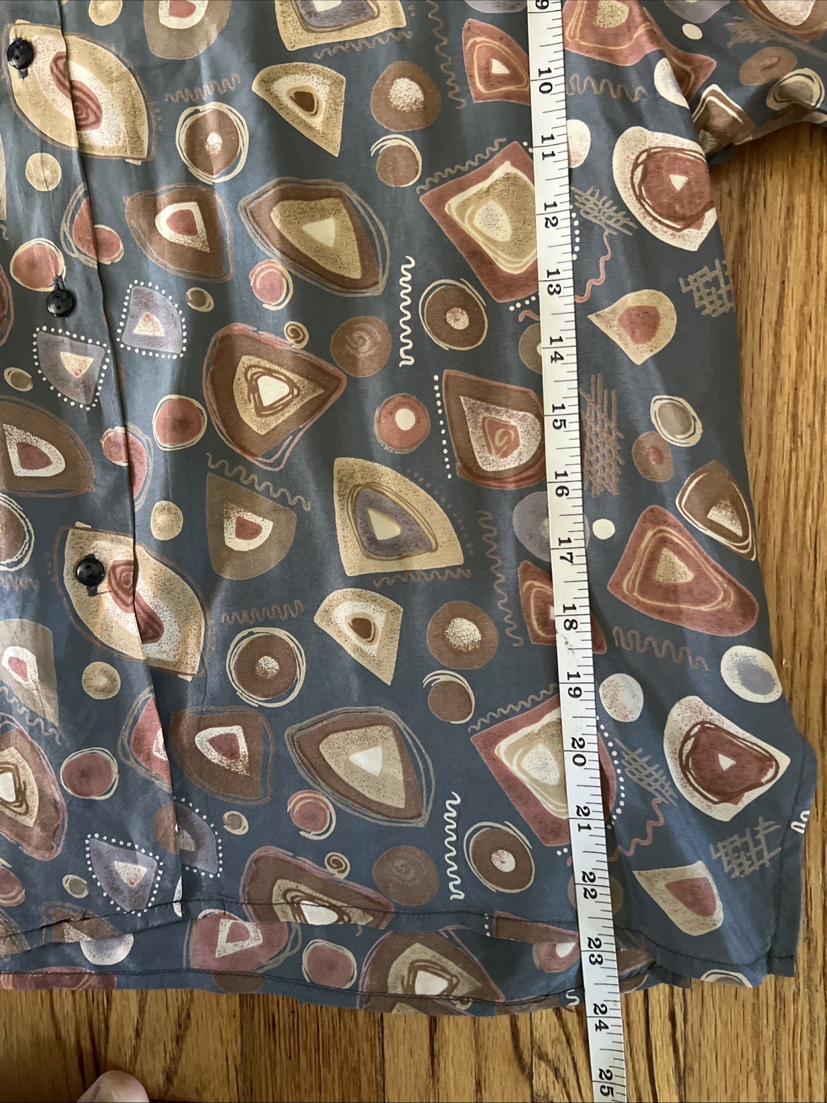 Silk Mist VTG 90s 100% Silk Shirt Abstract Art Print Button Up Shoulder Pads L
