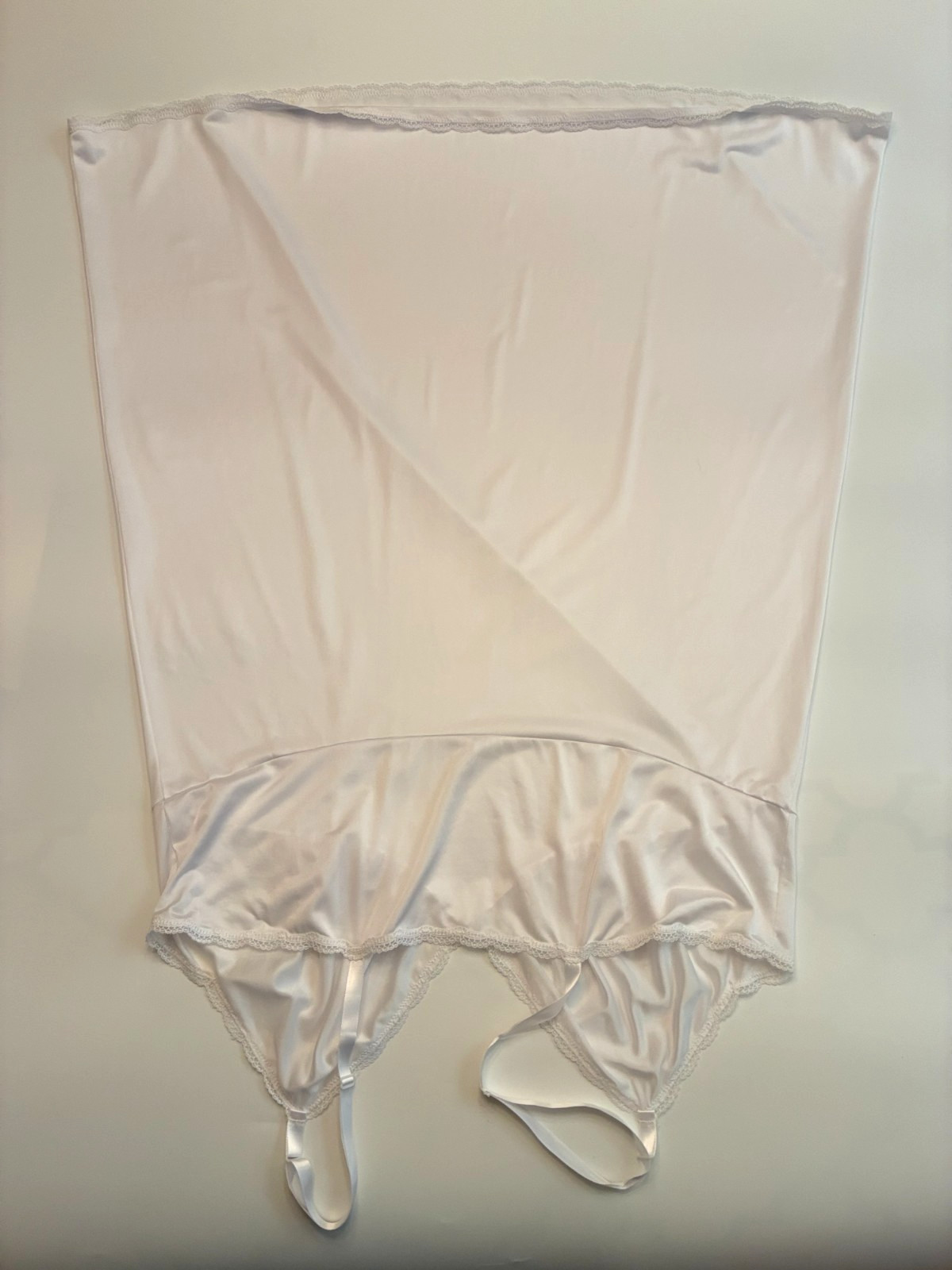 Vintage SHADOWLINE FULL SLIP Plus Size 46 White Sheer NYLON Lingerie Vixen READ
