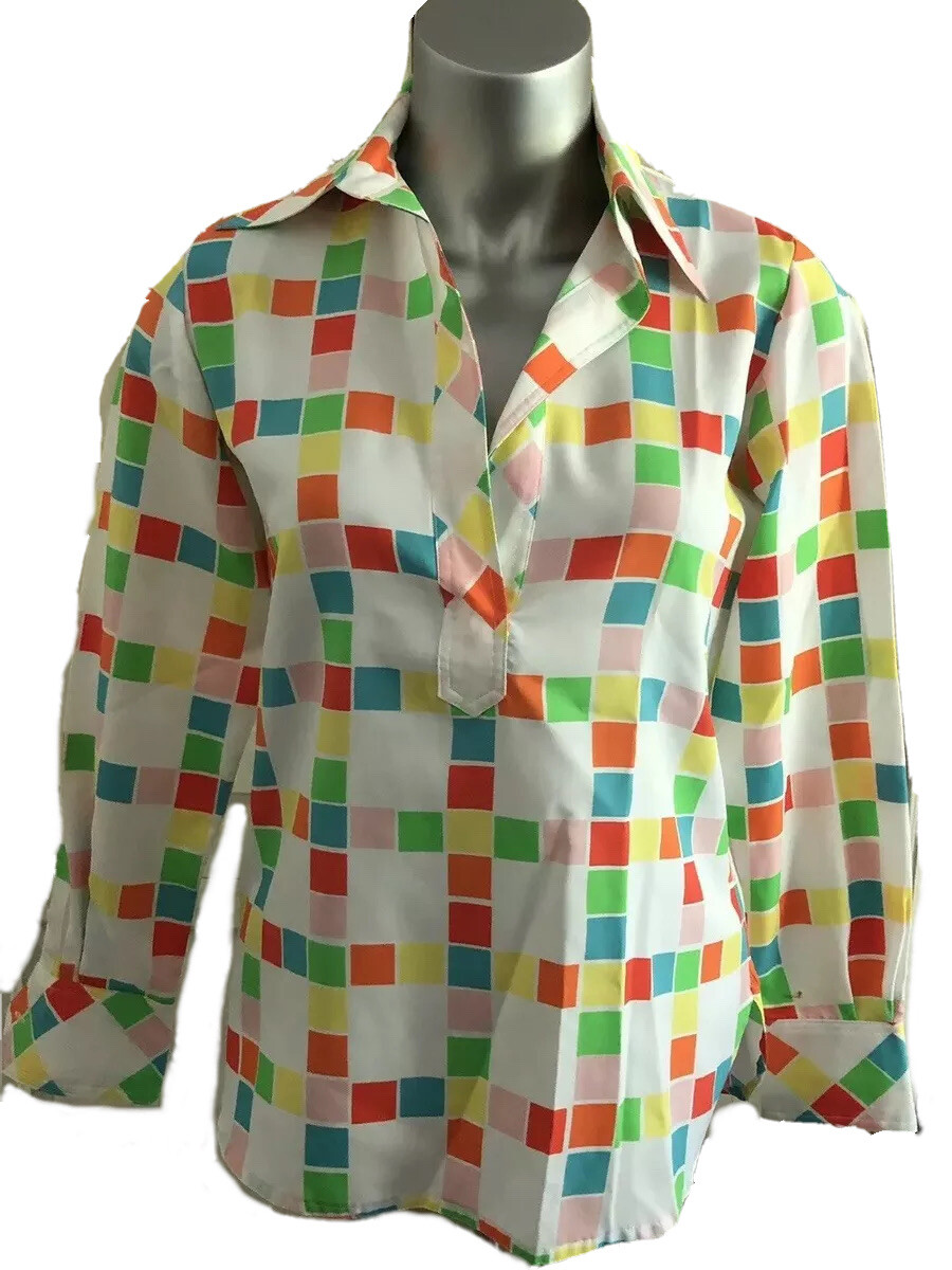 King James of California Shirt Women’s 6 Vintage Geometric Print Bonwit Teller
