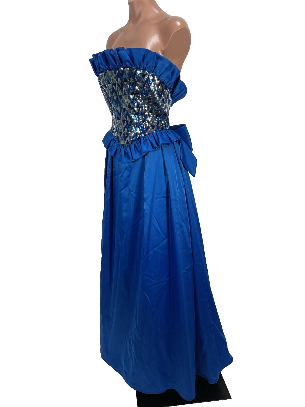Vintage 80s VICTOR COSTA Sakowitz Crisp TAFFETA Sequin Ball GOWN Formal Dress 4