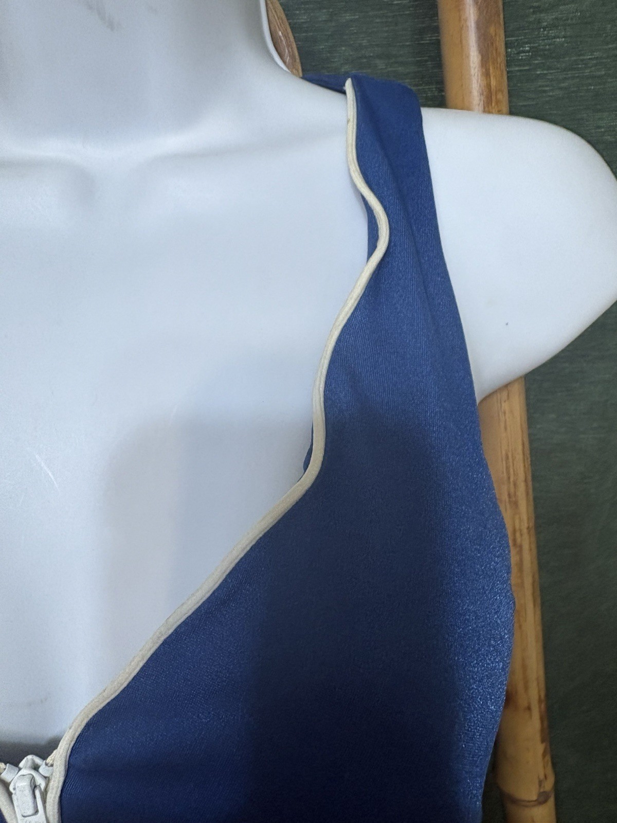 Vintage 1960s De Weese Design Swim & Sun Swimsuit Navy Blue One Piece W Zipper