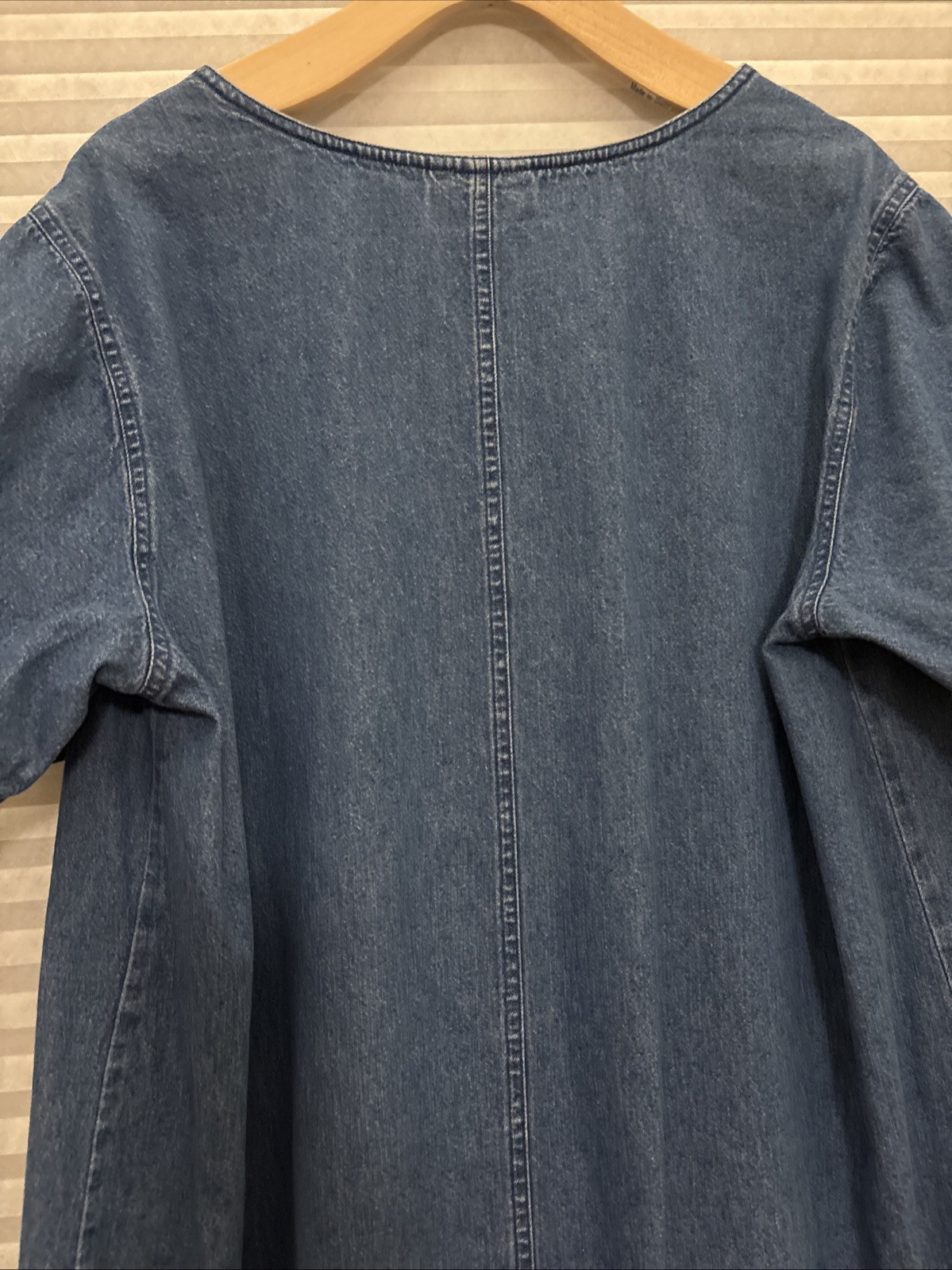 VTG 90s Erika II Blue Denim Tunic Shift Dress Cottagecore Pockets Plus 1x