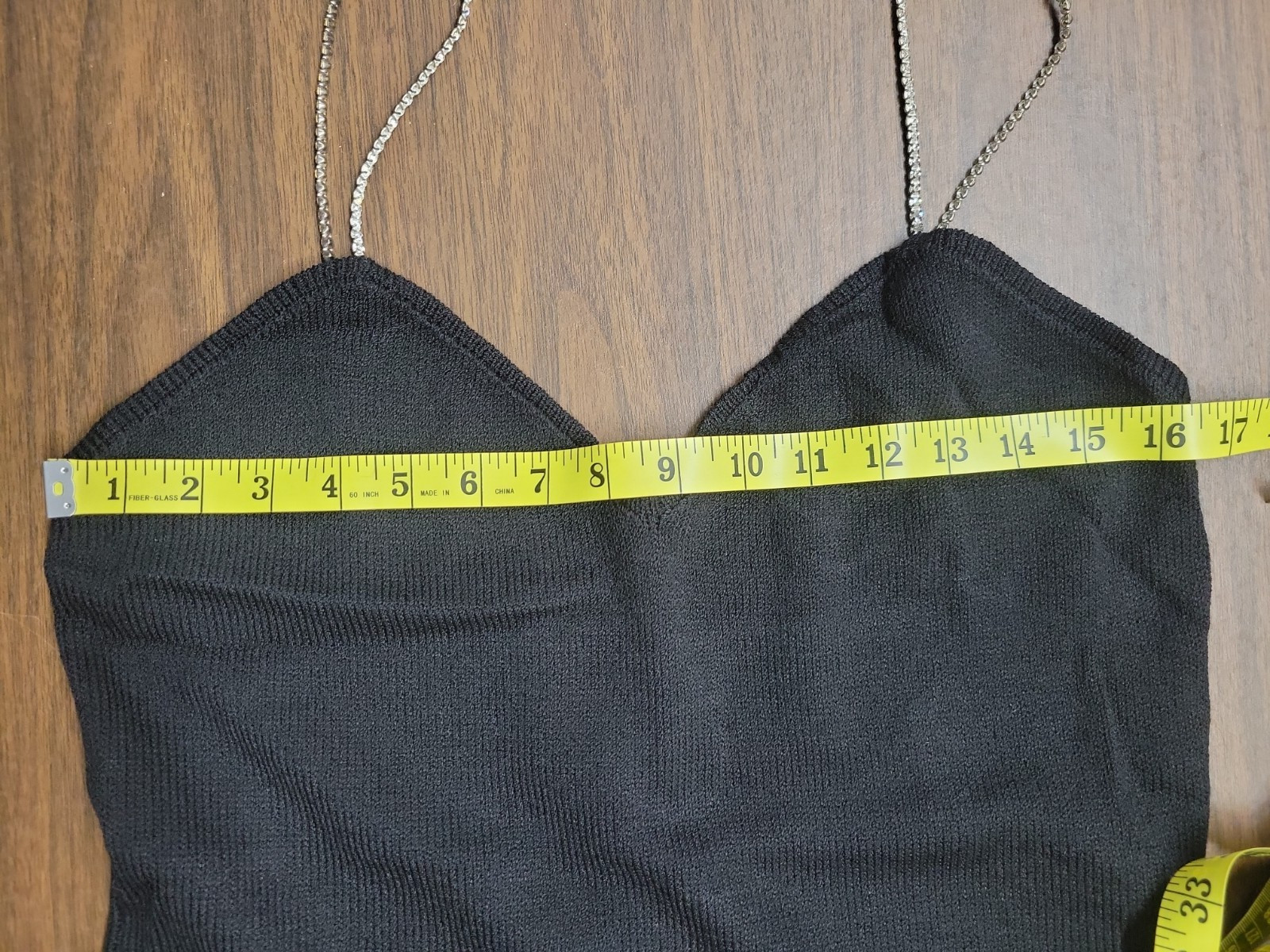 VTG Dana Hogan by Robyn Michelle Long Rhinestone Strap Black Santana Knit Dress