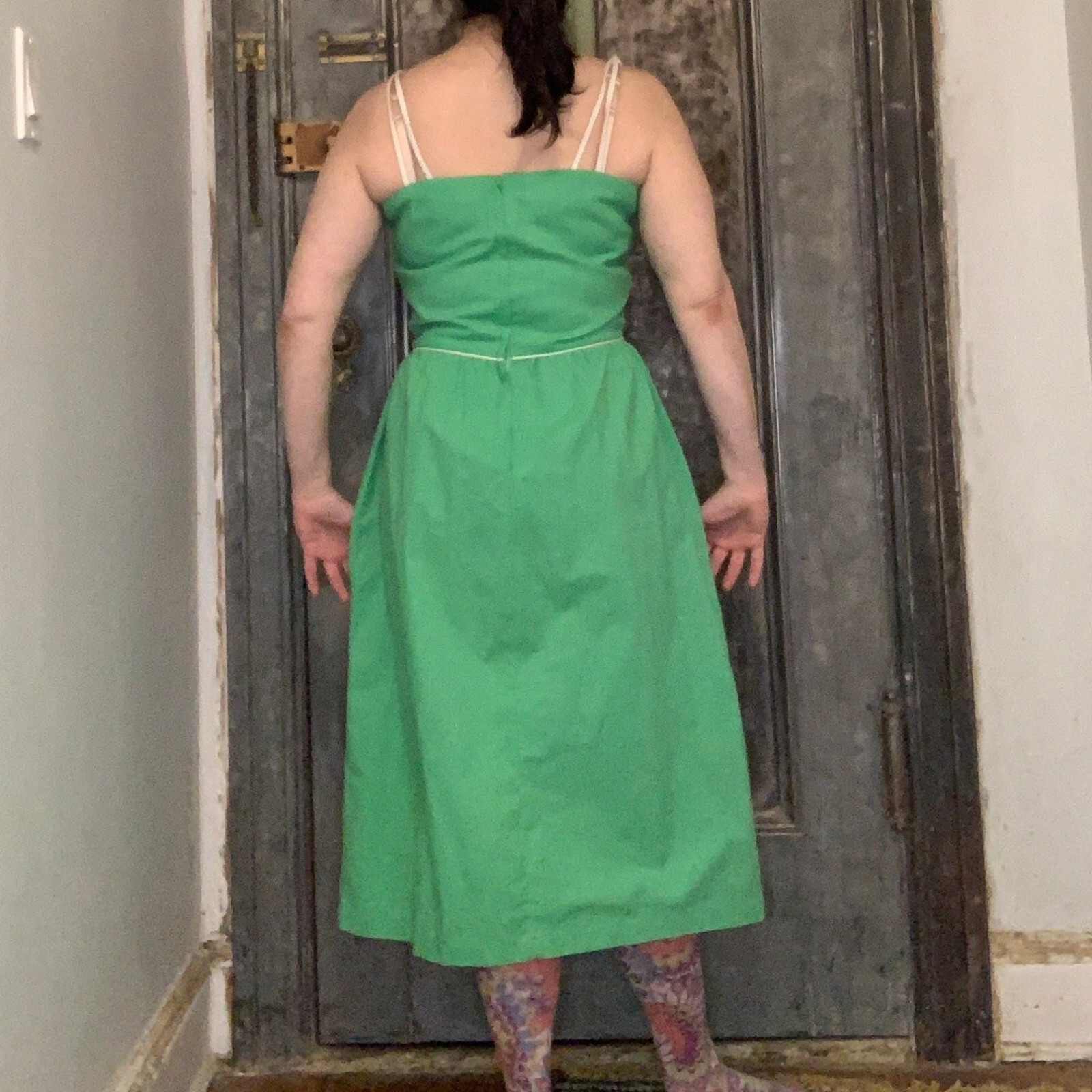 Small Medium Vintage 60s 70s sleeveless criss cross spaghetti strap fit and fla