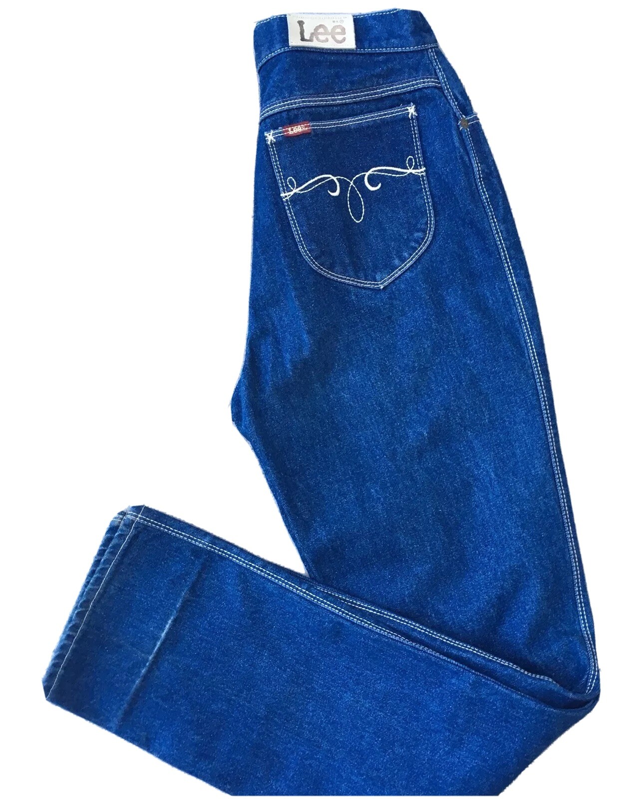 Vintage Lee Jeans Embroidered Pockets 28″ Waist VTG Sz 12 High Waisted