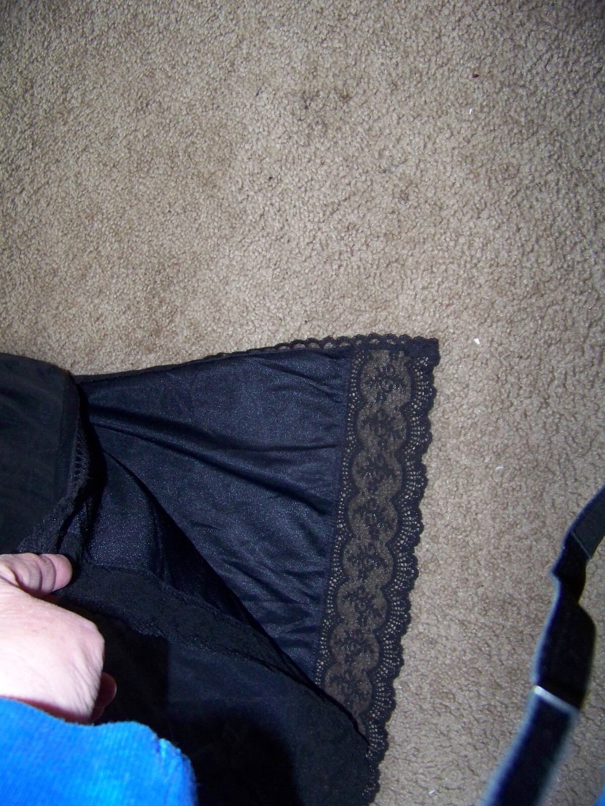 VTG BLACK HALF SLIP SZ SMALL 25″ MADE IN THE USA NYLON W/LACE #721 CLEAN NICE!