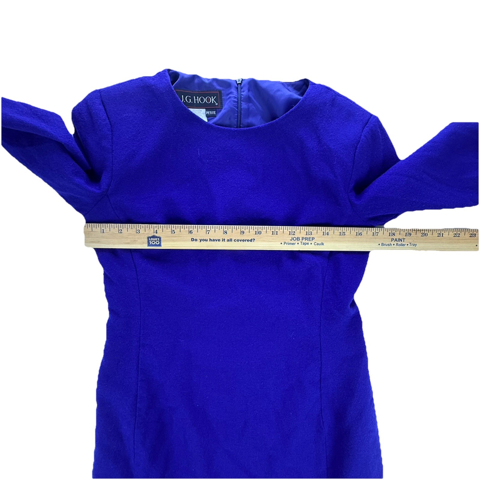 Vintage 80s JG Hook Royal Blue Woop Longsleeve Mini Cocktail Dress Size 8P