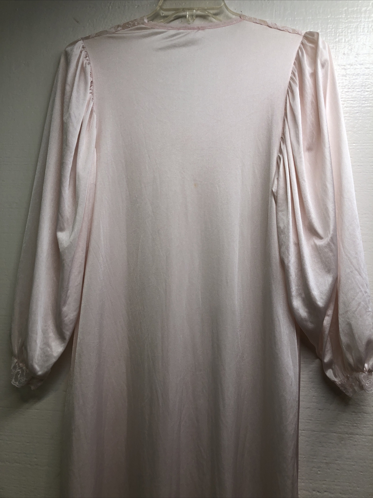 Vintage Valisere Paris Sz L Ivory Home Robe Lingerie Long Sleeve 3 Buttons Front