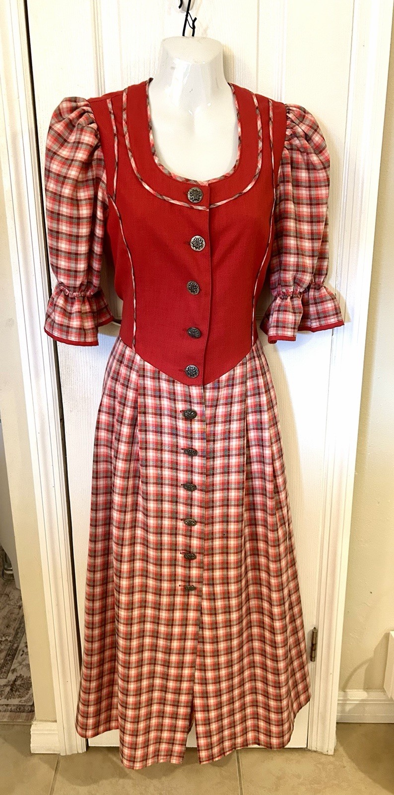 Vintage Austrian Drindl Octoberfest Maxi Dress Women’s Sz 38 M/L