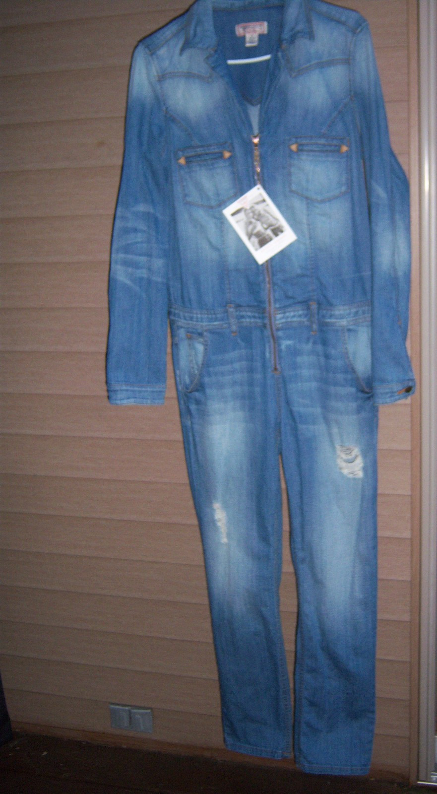 NWT RETRO BOHO TRENDY Guess JUMP SUIT WOMENS Size 8 DISTRESSED HASES WASH