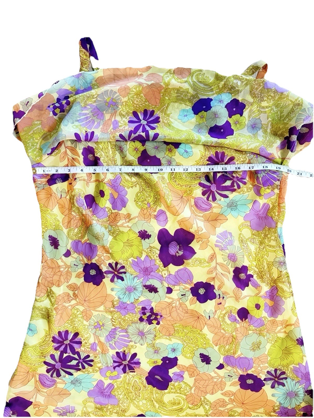 Women’s Vintage 90s Mlle Gabrielle Yellow dress Volupt Psychedelic Floral 16w