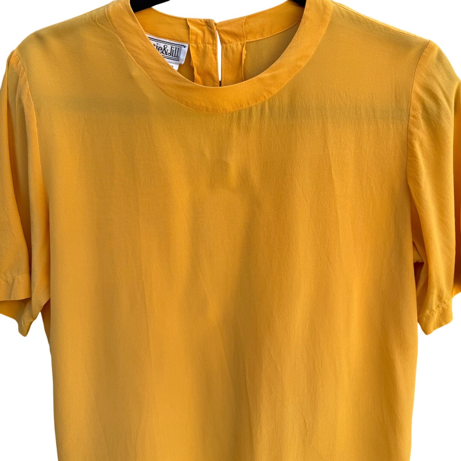 Christie & Jill Vintage 90s 100% Silk Natural Fiber Sustainable Blouse Yellow S