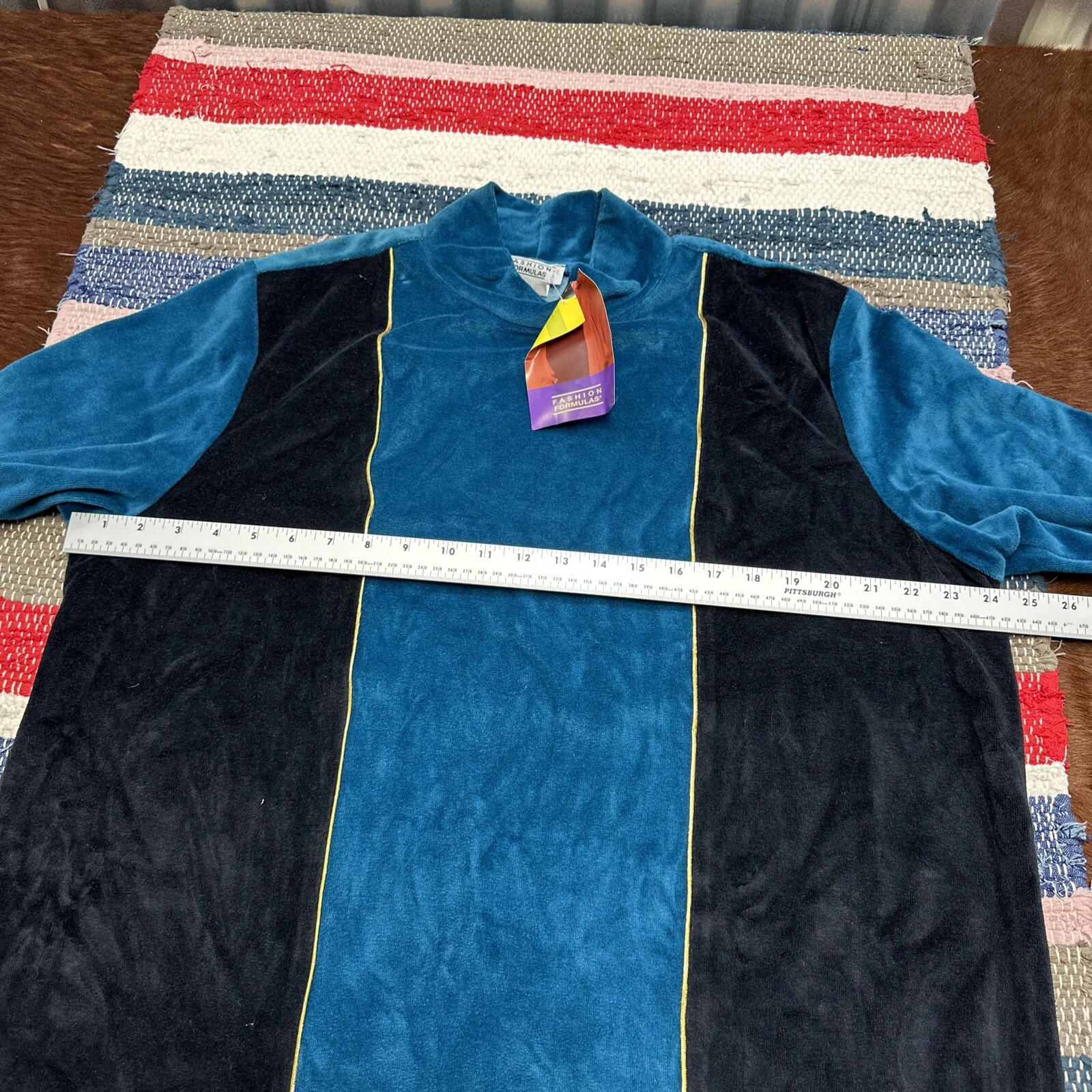 NEW VINTAGE 90s FASHION FORMULA Velvet Felt Shirt Half Sleeve 1X DEADSTOCK